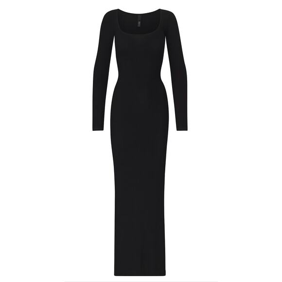 SKIMS Dresses & Skirts - SKIMS Soft Lounge Long Sleeve Bodycon Dress Black Small Chic Quiet Luxury Staple